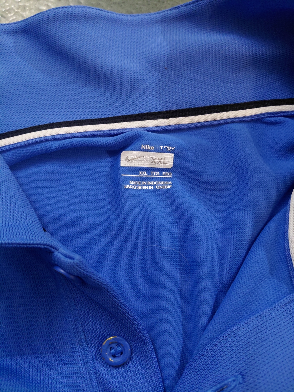 Nike Blue Dri-FIT Polo Shirt with Black Panels - Picture 5 of 5